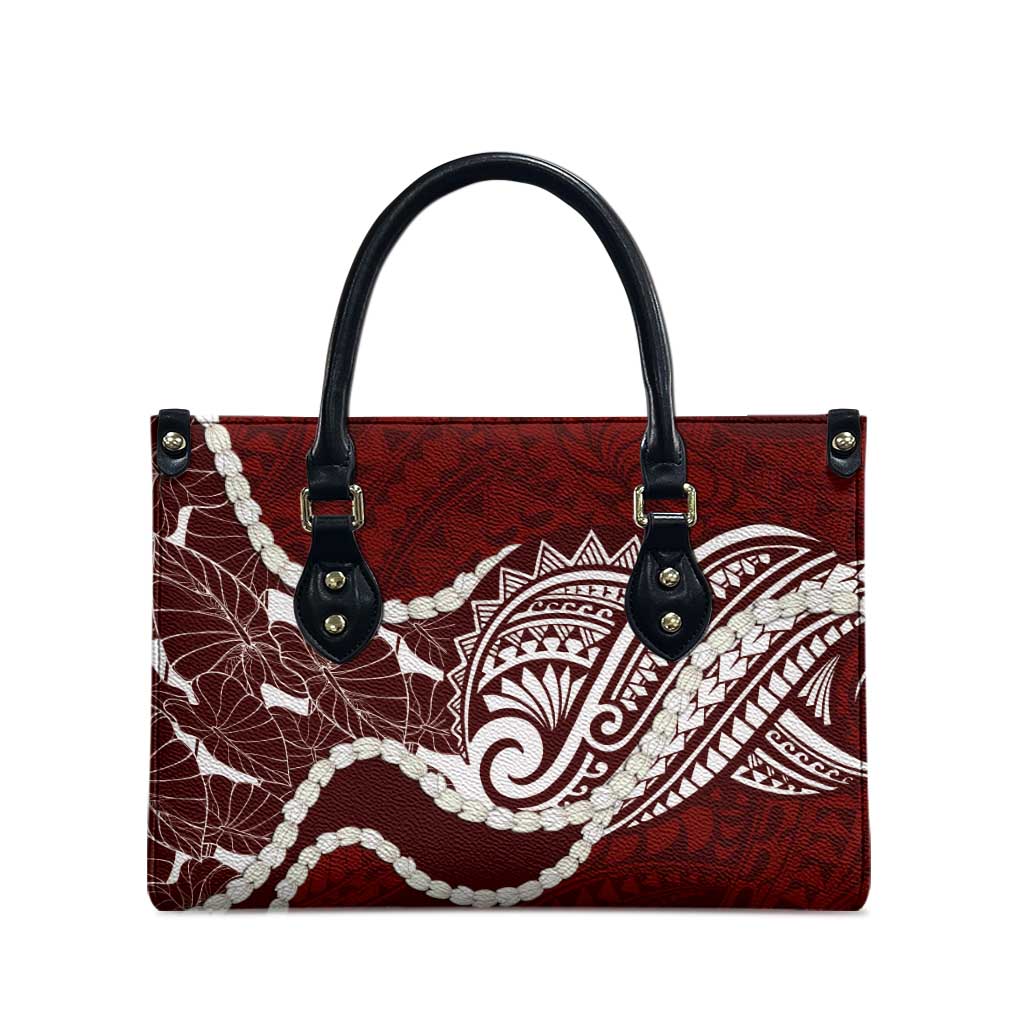 Aloha Hawaii Kalo Pikake Lei Leather Bag Chest Tattoo Oxblood Hawaiian Pattern