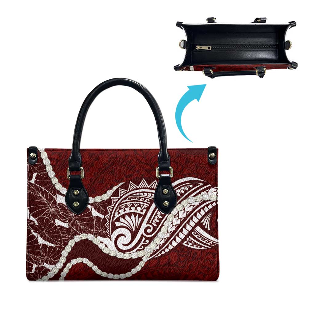 Aloha Hawaii Kalo Pikake Lei Leather Bag Chest Tattoo Oxblood Hawaiian Pattern