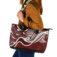 Aloha Hawaii Kalo Pikake Lei Leather Tote Bag Chest Tattoo Oxblood Hawaiian Pattern