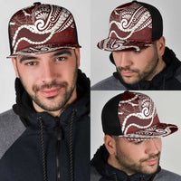 Aloha Hawaii Kalo Pikake Lei Mesh Trucker Cap Chest Tattoo Oxblood Hawaiian Pattern