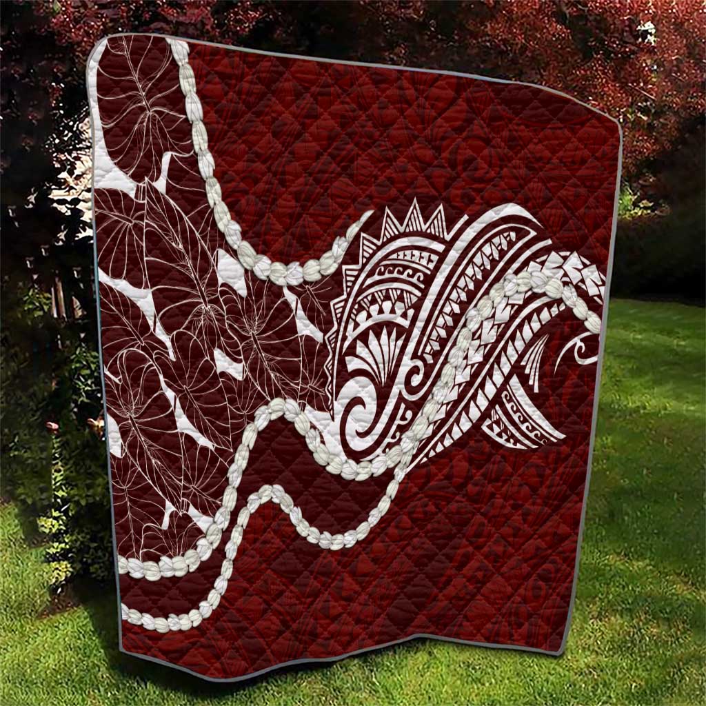 Aloha Hawaii Kalo Pikake Lei Quilt Chest Tattoo Oxblood Hawaiian Pattern