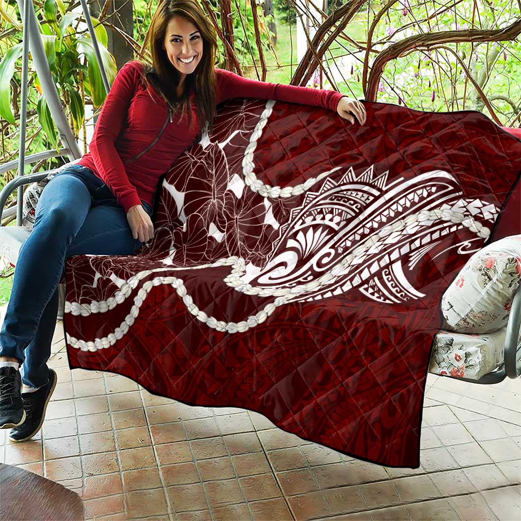 Aloha Hawaii Kalo Pikake Lei Quilt Chest Tattoo Oxblood Hawaiian Pattern