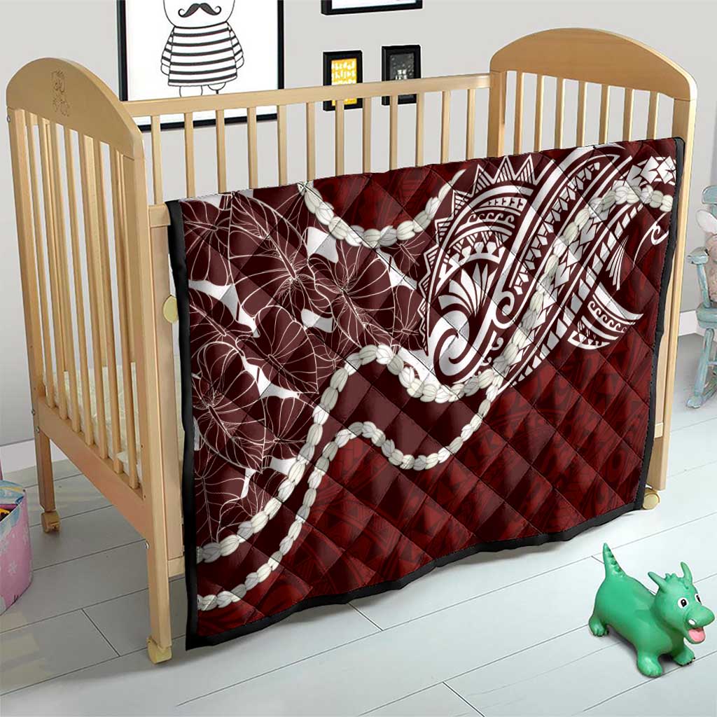 Aloha Hawaii Kalo Pikake Lei Quilt Chest Tattoo Oxblood Hawaiian Pattern