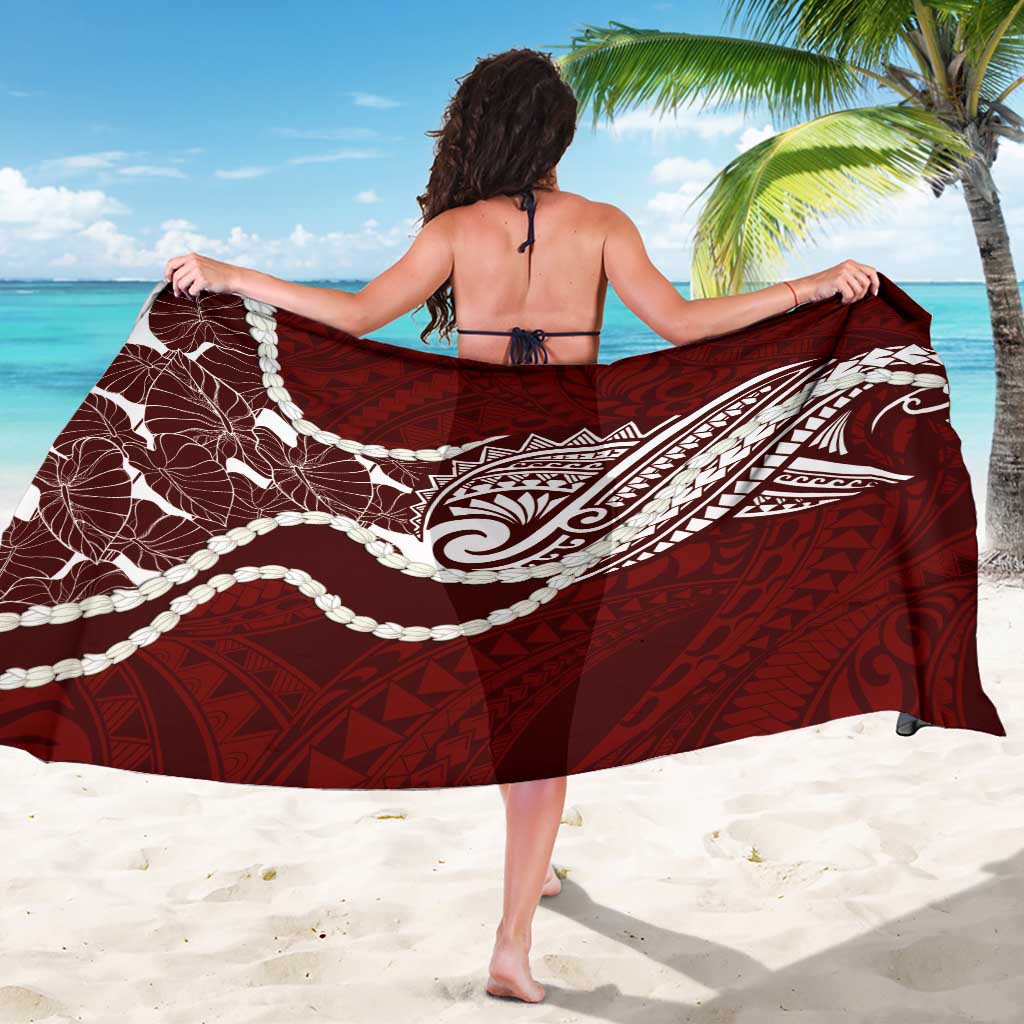 Aloha Hawaii Kalo Pikake Lei Sarong Chest Tattoo Oxblood Hawaiian Pattern