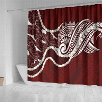 Aloha Hawaii Kalo Pikake Lei Shower Curtain Chest Tattoo Oxblood Hawaiian Pattern
