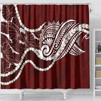 Aloha Hawaii Kalo Pikake Lei Shower Curtain Chest Tattoo Oxblood Hawaiian Pattern