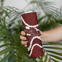 Aloha Hawaii Kalo Pikake Lei Skinny Tumbler Chest Tattoo Oxblood Hawaiian Pattern LT14 - Polynesian Pride