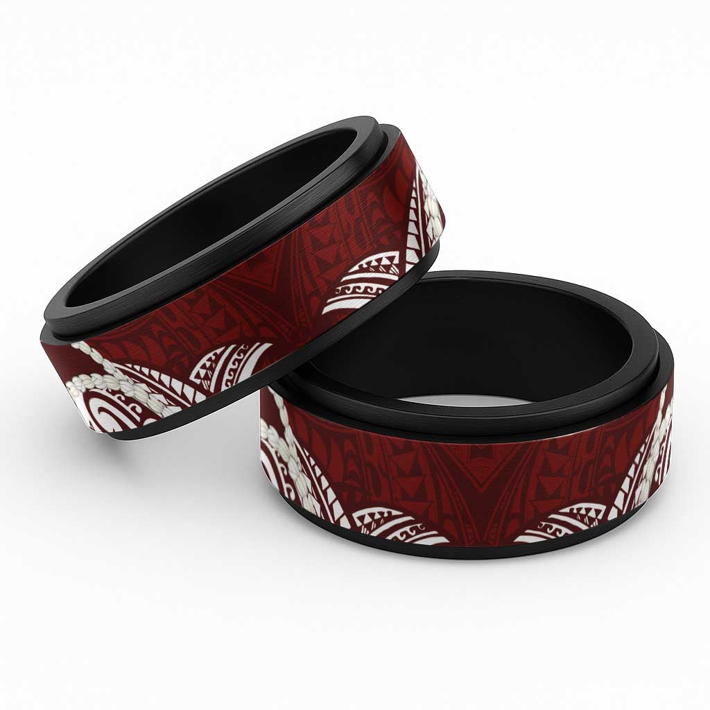 Aloha Hawaii Kalo Pikake Lei Spinner Ring Chest Tattoo Oxblood Hawaiian Pattern