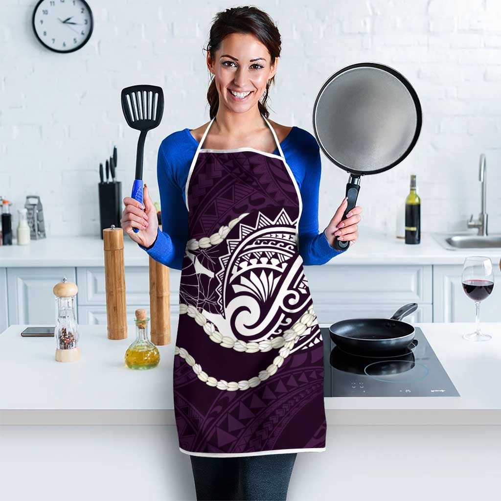 Aloha Hawaii Kalo Pikake Lei Apron Chest Tattoo Purple Hawaiian Pattern
