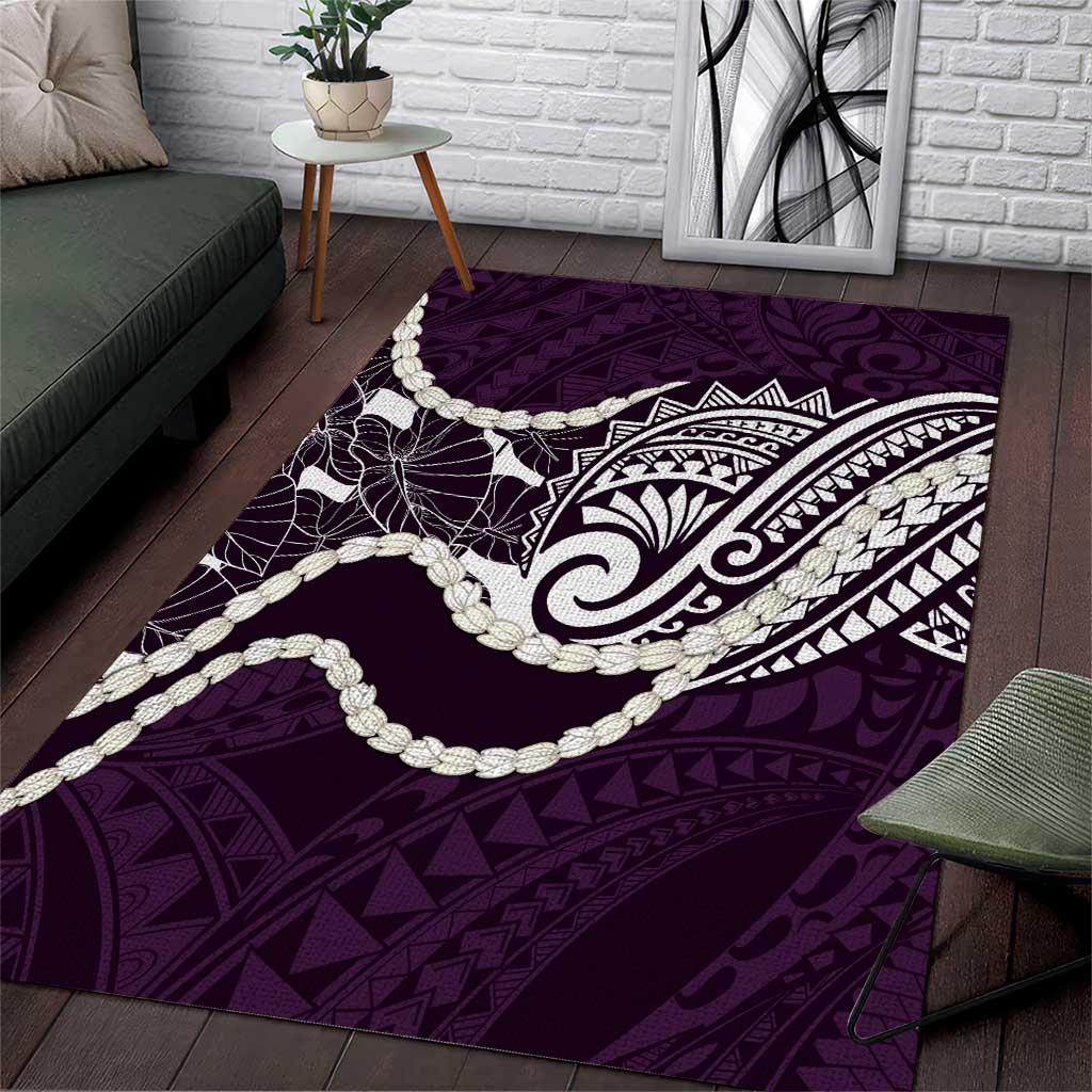 Aloha Hawaii Kalo Pikake Lei Area Rug Chest Tattoo Purple Hawaiian Pattern