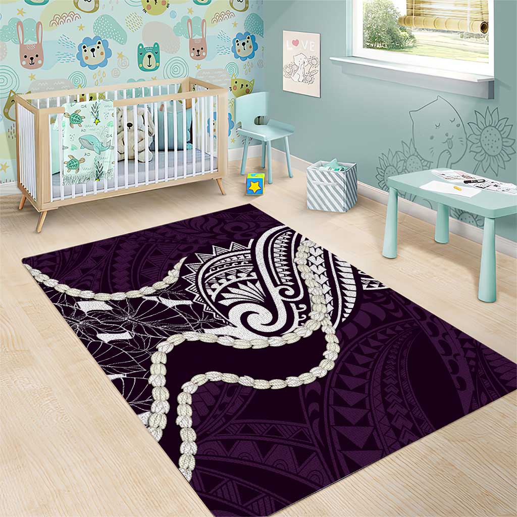 Aloha Hawaii Kalo Pikake Lei Area Rug Chest Tattoo Purple Hawaiian Pattern