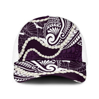 Aloha Hawaii Kalo Pikake Lei Baseball Net Cap Chest Tattoo Purple Hawaiian Pattern