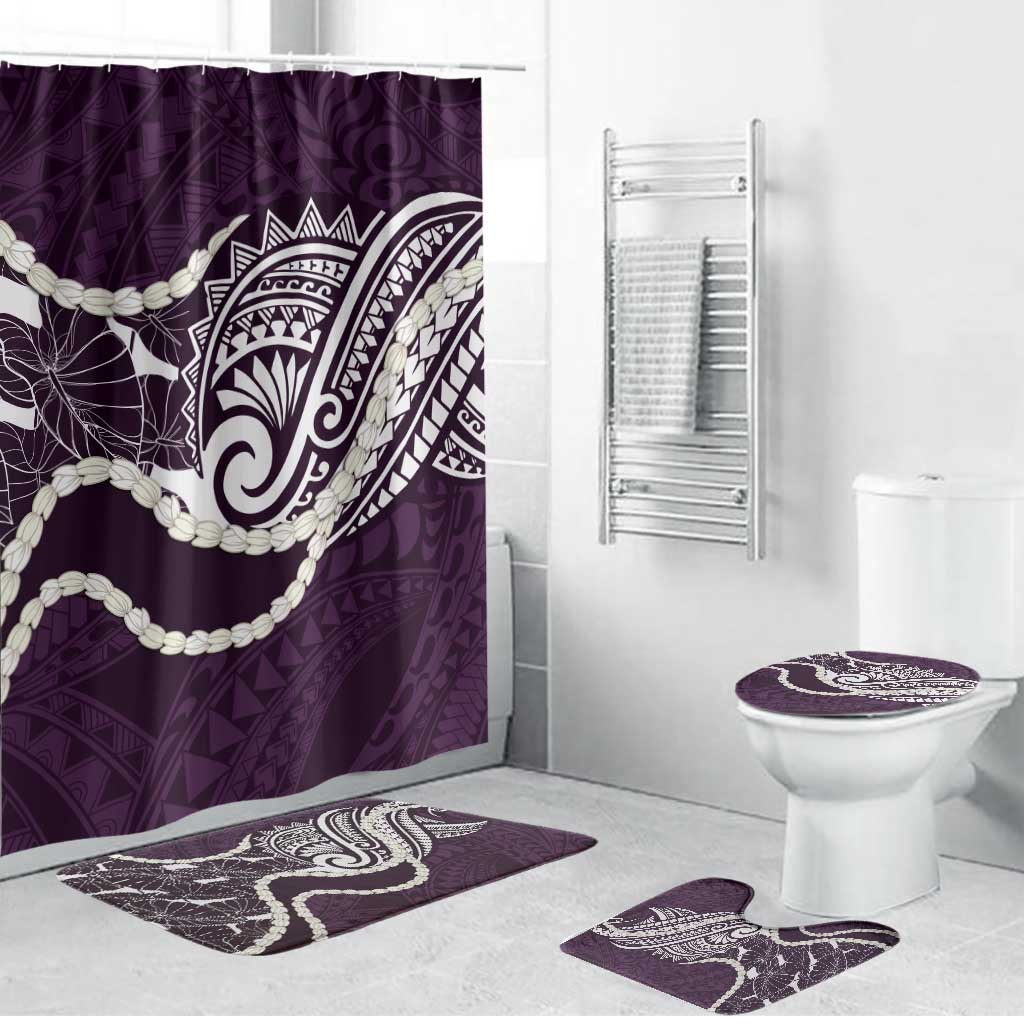 Aloha Hawaii Kalo Pikake Lei Bathroom Set Chest Tattoo Purple Hawaiian Pattern
