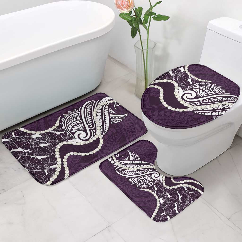 Aloha Hawaii Kalo Pikake Lei Bathroom Set Chest Tattoo Purple Hawaiian Pattern