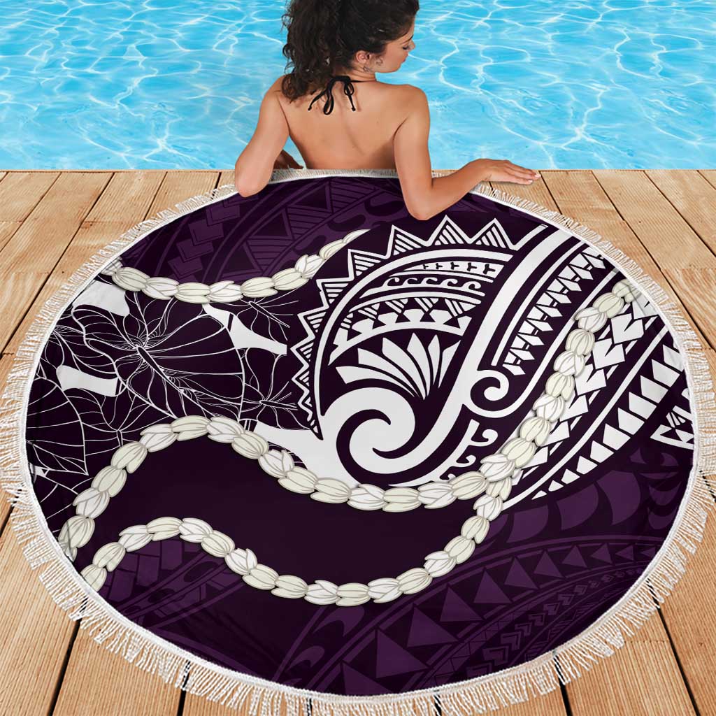 Aloha Hawaii Kalo Pikake Lei Beach Blanket Chest Tattoo Purple Hawaiian Pattern