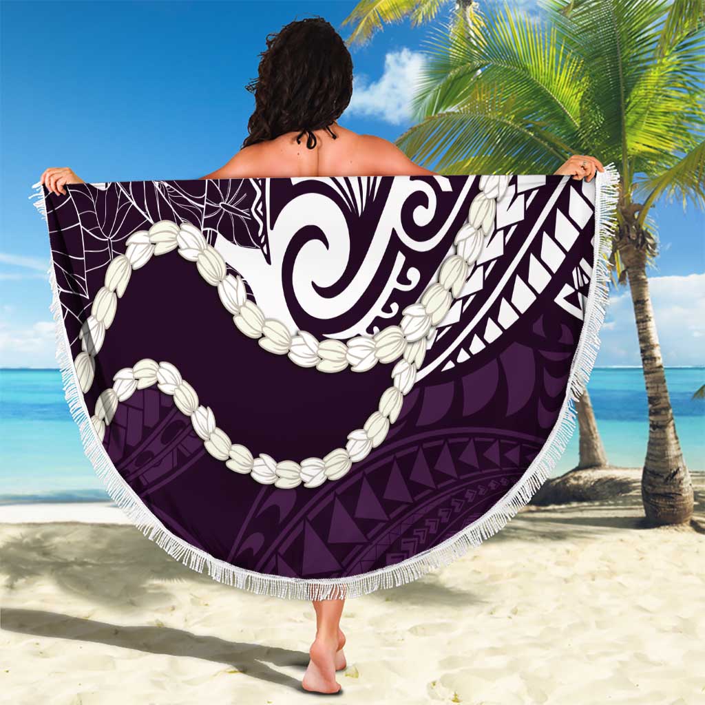 Aloha Hawaii Kalo Pikake Lei Beach Blanket Chest Tattoo Purple Hawaiian Pattern