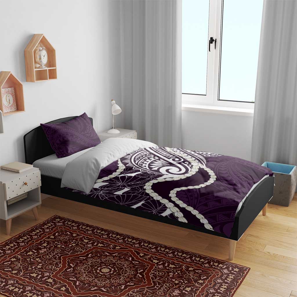 Aloha Hawaii Kalo Pikake Lei Bedding Set Chest Tattoo Purple Hawaiian Pattern