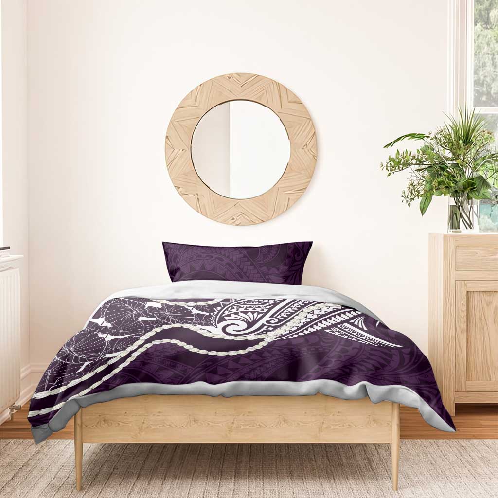 Aloha Hawaii Kalo Pikake Lei Bedding Set Chest Tattoo Purple Hawaiian Pattern