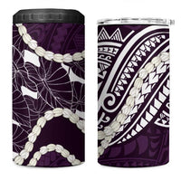 Aloha Hawaii Kalo Pikake Lei 4 in 1 Can Cooler Tumbler Chest Tattoo Purple Hawaiian Pattern
