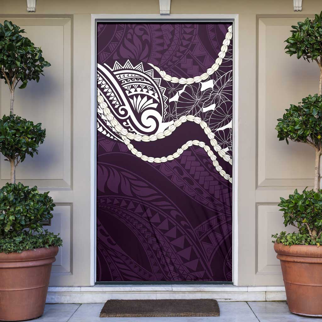 Aloha Hawaii Kalo Pikake Lei Door Cover Chest Tattoo Purple Hawaiian Pattern