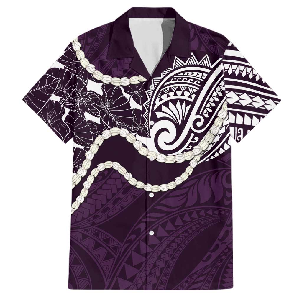Aloha Hawaii Kalo Pikake Lei Family Matching Long Sleeve Bodycon Dress and Hawaiian Shirt Chest Tattoo Purple Hawaiian Pattern LT14 Dad's Shirt - Short Sleeve Purple - Polynesian Pride