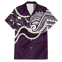Aloha Hawaii Kalo Pikake Lei Family Matching Puletasi and Hawaiian Shirt Chest Tattoo Purple Hawaiian Pattern LT14 Dad's Shirt - Short Sleeve Purple - Polynesian Pride
