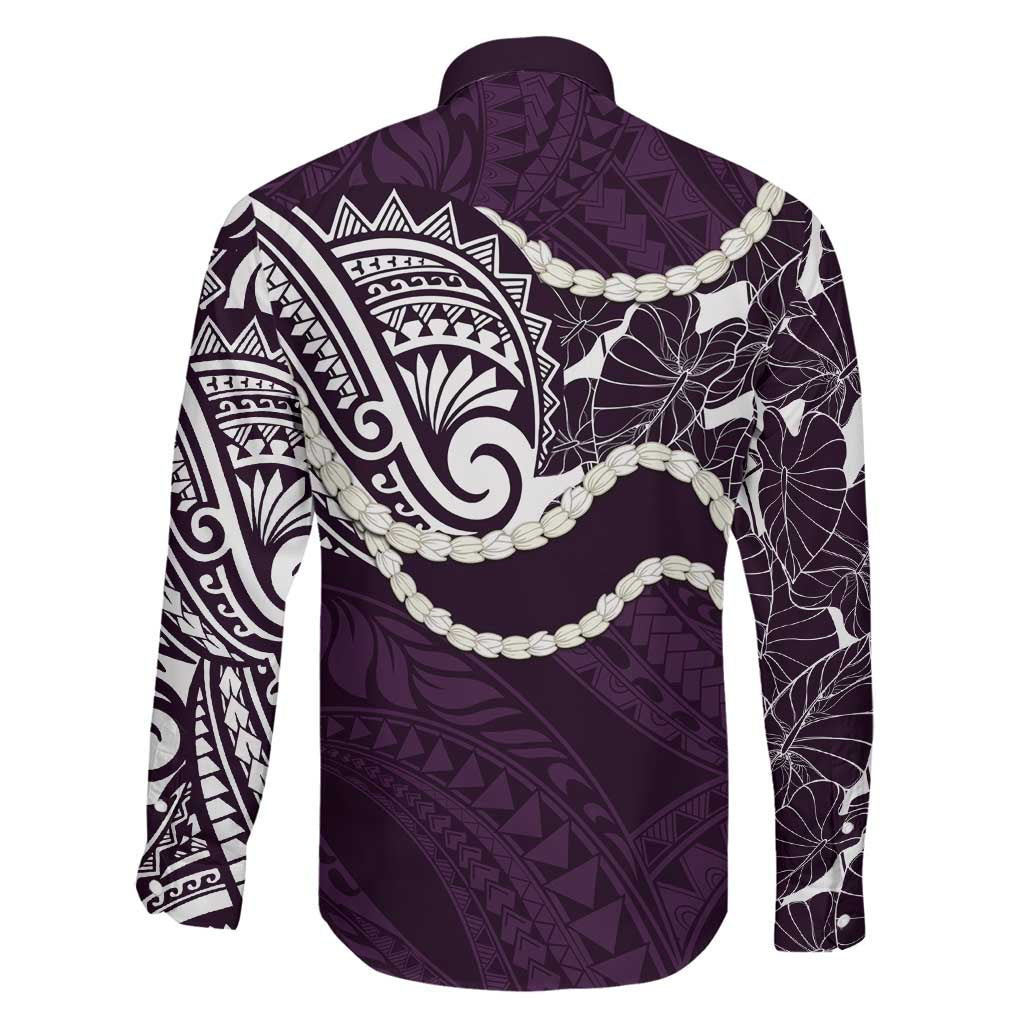 Aloha Hawaii Kalo Pikake Lei Family Matching Summer Maxi Dress and Hawaiian Shirt Chest Tattoo Purple Hawaiian Pattern LT14 - Polynesian Pride