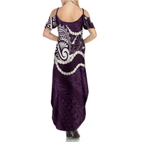 Aloha Hawaii Kalo Pikake Lei Family Matching Summer Maxi Dress and Hawaiian Shirt Chest Tattoo Purple Hawaiian Pattern LT14 - Polynesian Pride