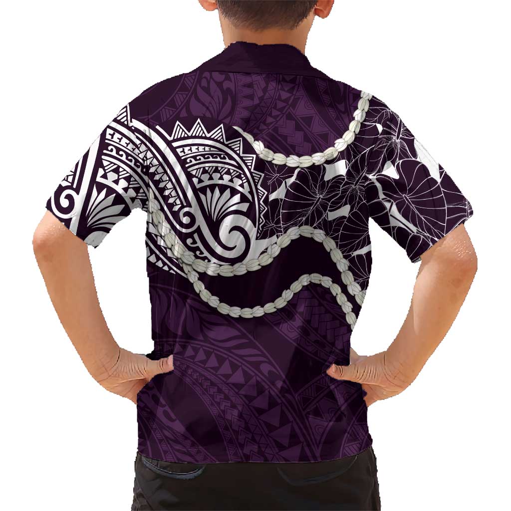 Aloha Hawaii Kalo Pikake Lei Family Matching Tank Maxi Dress and Hawaiian Shirt Chest Tattoo Purple Hawaiian Pattern LT14 - Polynesian Pride