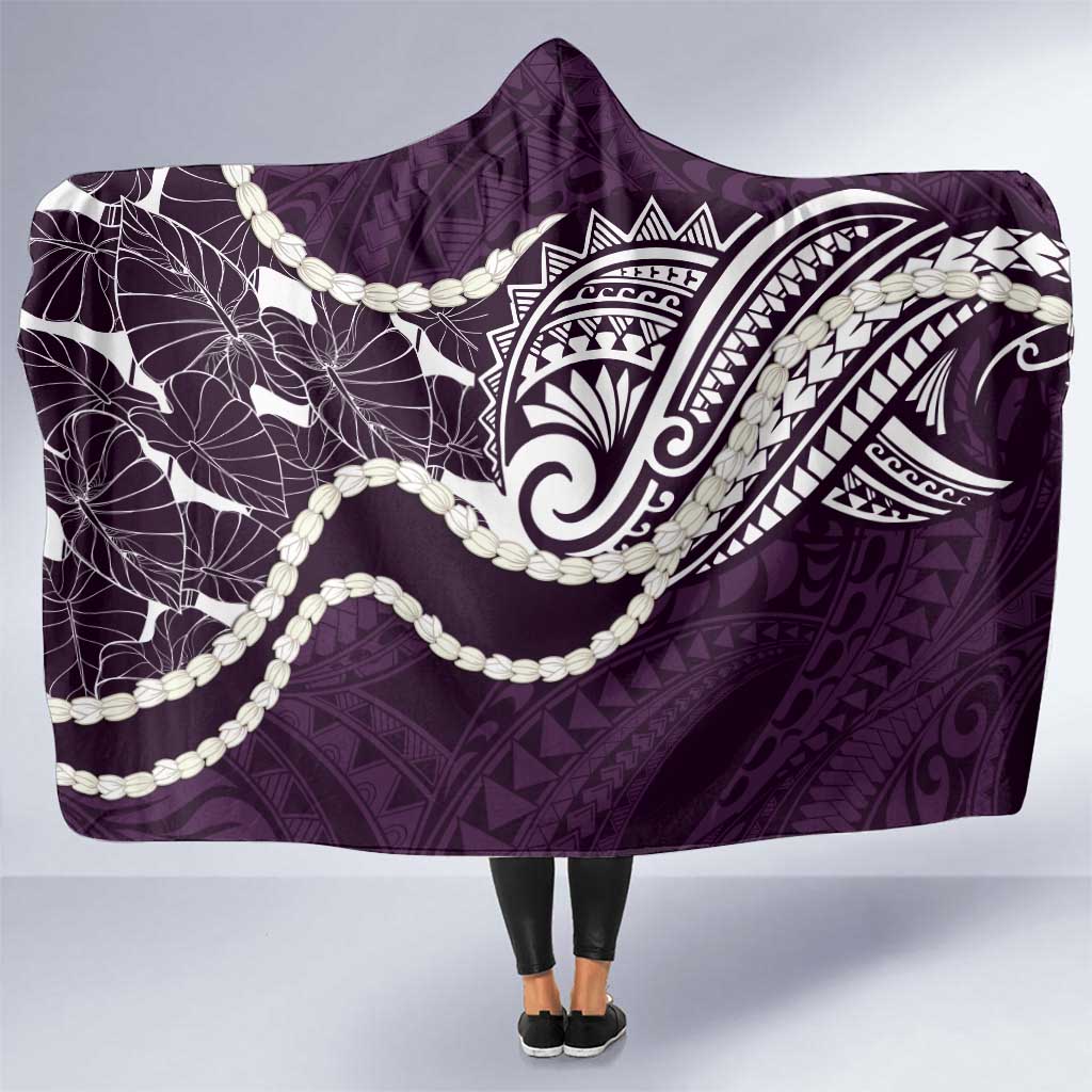 Aloha Hawaii Kalo Pikake Lei Hooded Blanket Chest Tattoo Purple Hawaiian Pattern