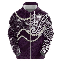 Aloha Hawaii Kalo Pikake Lei Hoodie Chest Tattoo Purple Hawaiian Pattern
