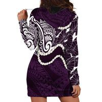 Aloha Hawaii Kalo Pikake Lei Hoodie Dress Chest Tattoo Purple Hawaiian Pattern