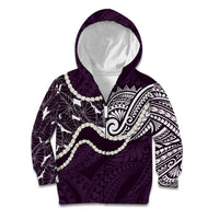Aloha Hawaii Kalo Pikake Lei Kid Hoodie Chest Tattoo Purple Hawaiian Pattern