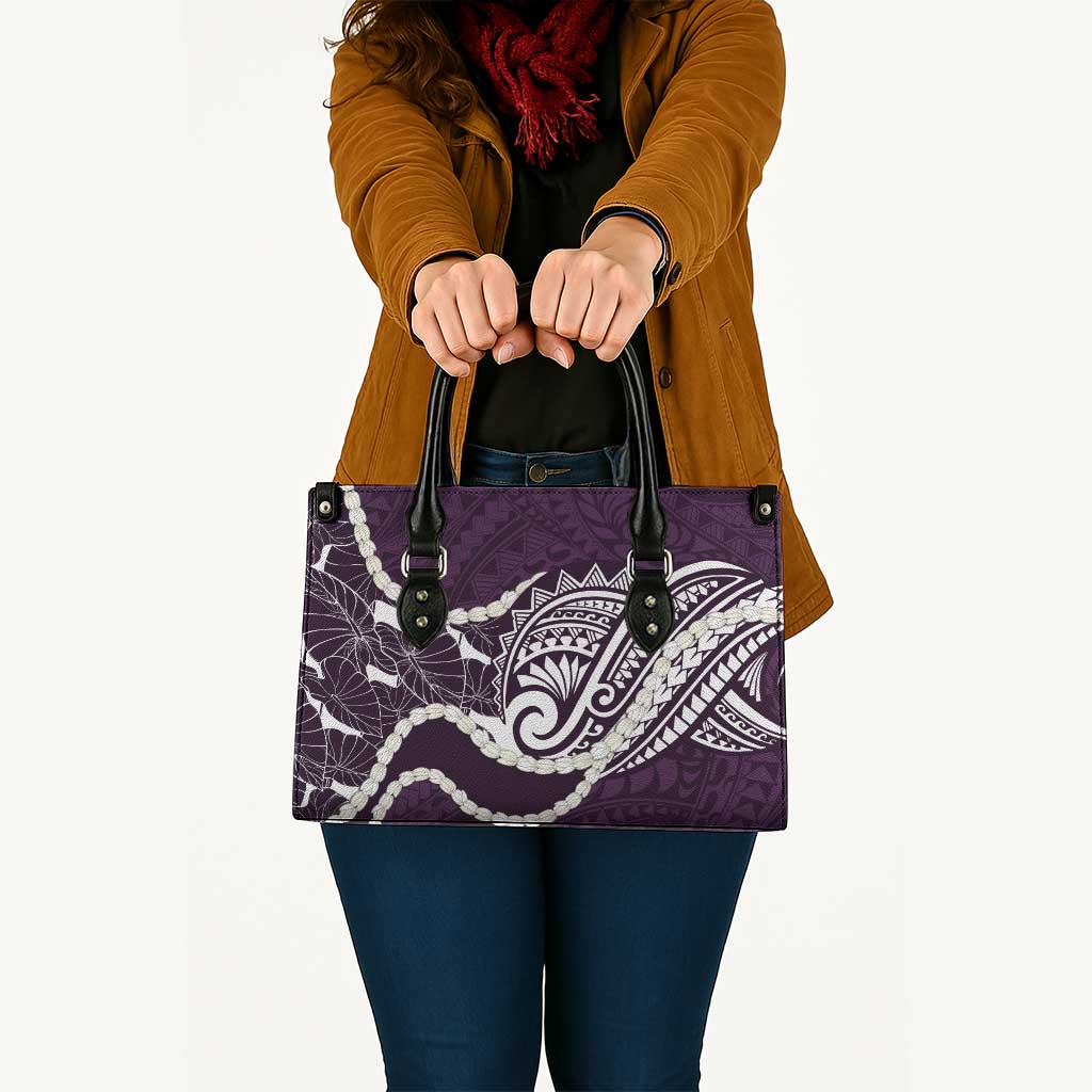 Aloha Hawaii Kalo Pikake Lei Leather Bag Chest Tattoo Purple Hawaiian Pattern