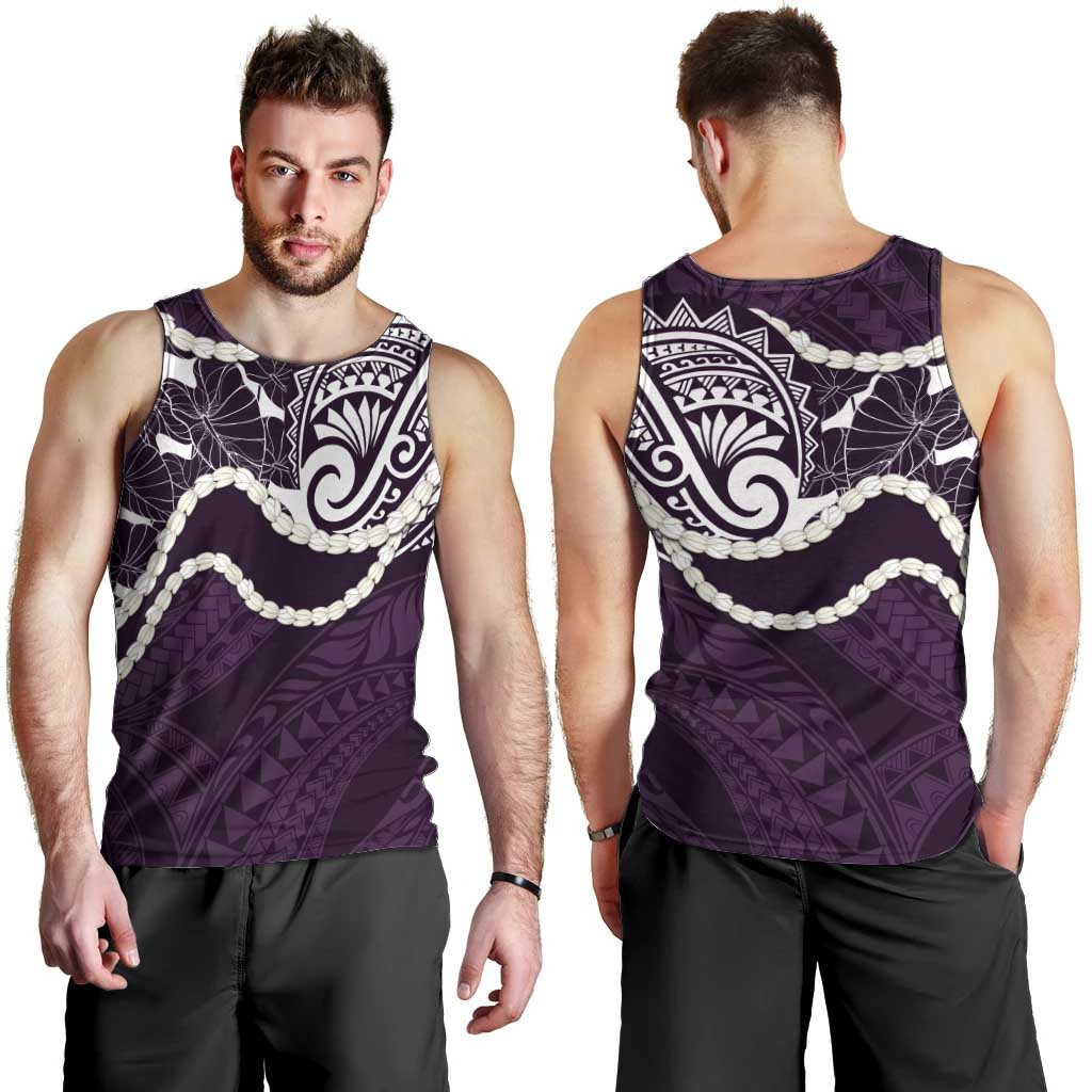 Aloha Hawaii Kalo Pikake Lei Men Tank Top Chest Tattoo Purple Hawaiian Pattern
