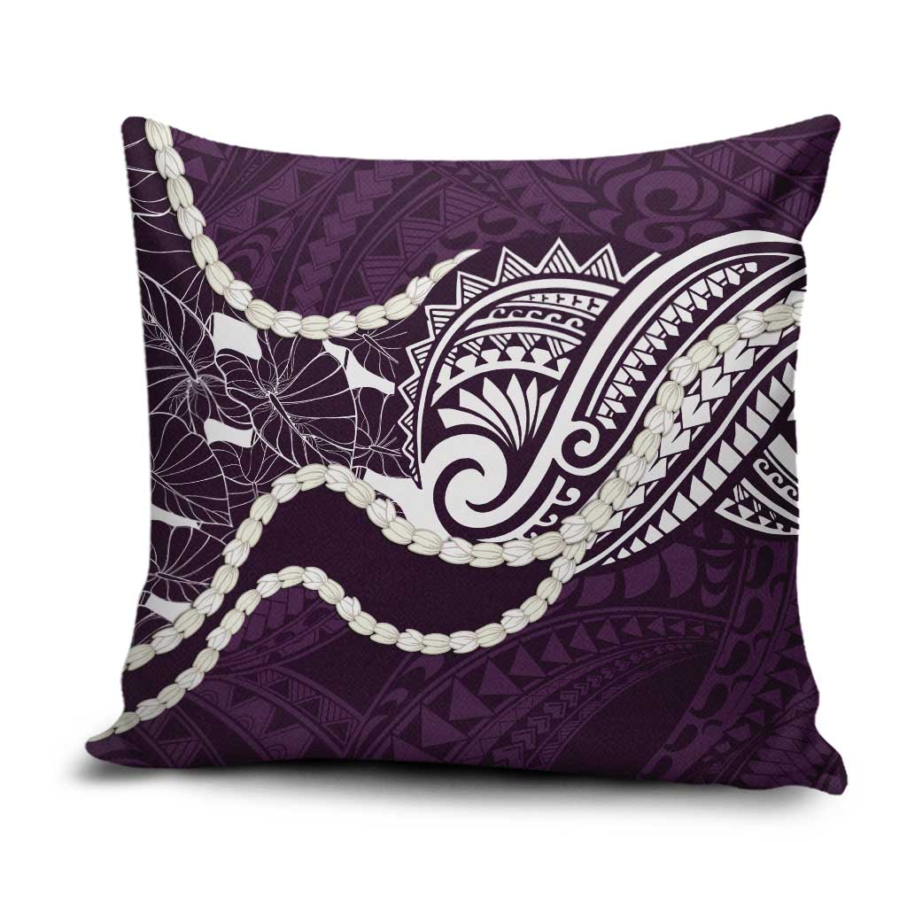 Aloha Hawaii Kalo Pikake Lei Pillow Cover Chest Tattoo Purple Hawaiian Pattern