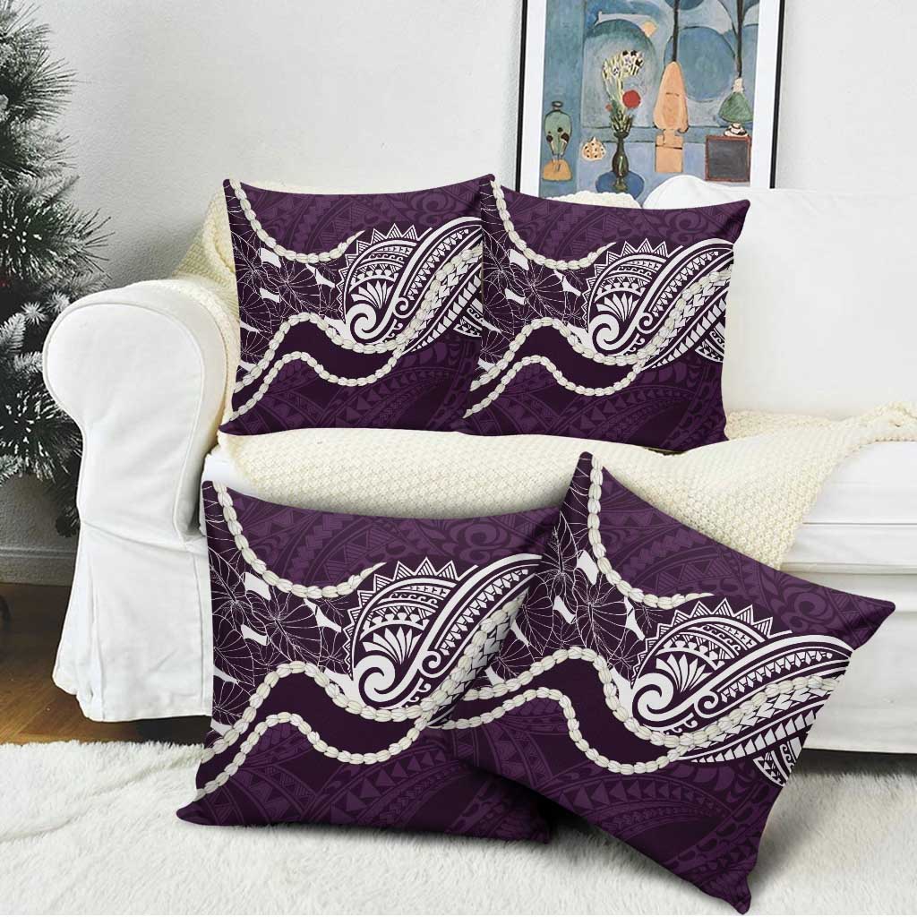 Aloha Hawaii Kalo Pikake Lei Pillow Cover Chest Tattoo Purple Hawaiian Pattern