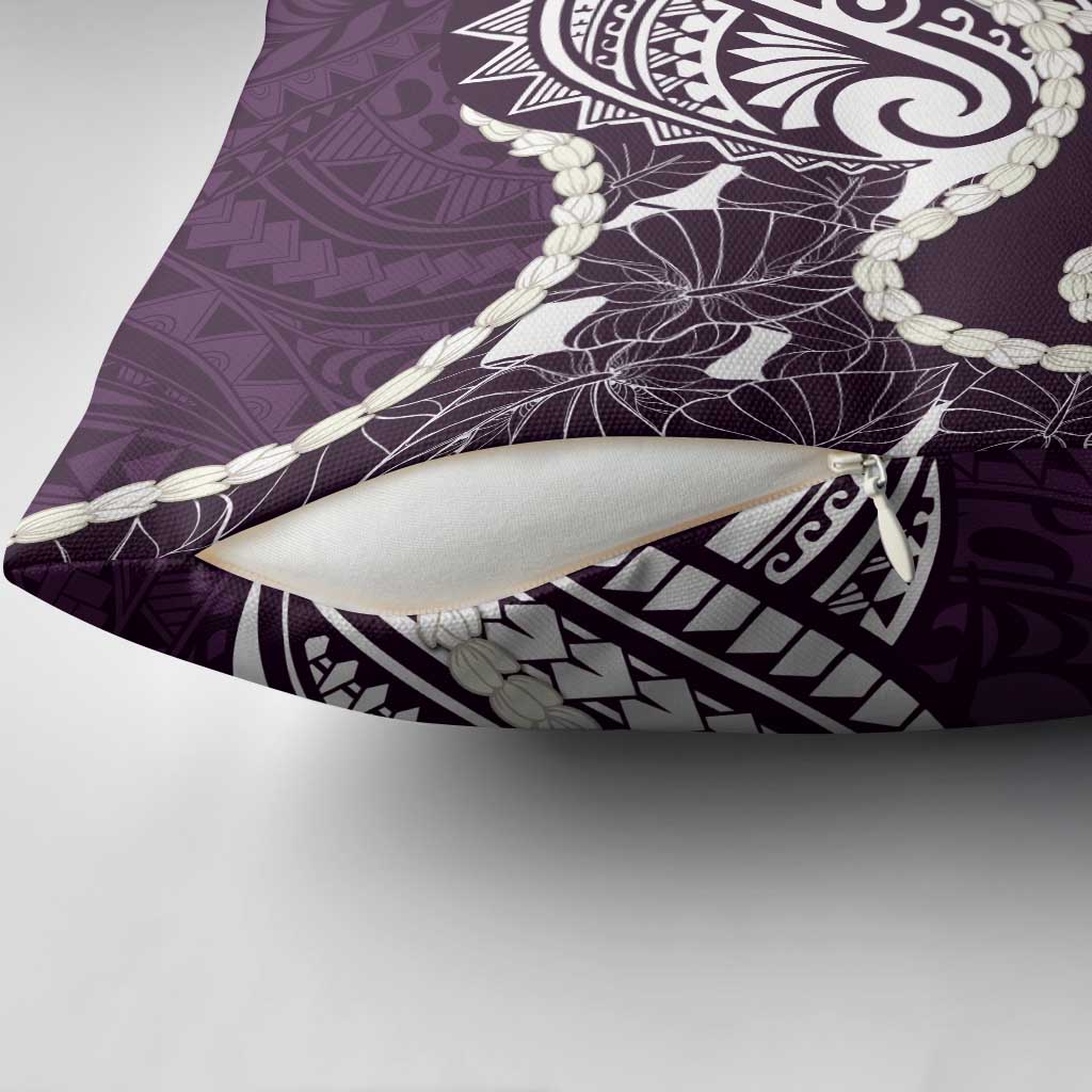 Aloha Hawaii Kalo Pikake Lei Pillow Cover Chest Tattoo Purple Hawaiian Pattern