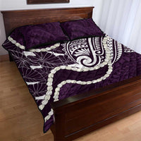 Aloha Hawaii Kalo Pikake Lei Quilt Bed Set Chest Tattoo Purple Hawaiian Pattern