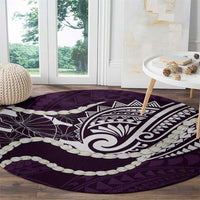 Aloha Hawaii Kalo Pikake Lei Round Carpet Chest Tattoo Purple Hawaiian Pattern