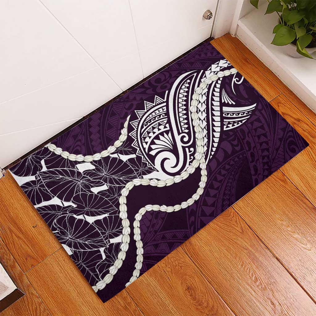 Aloha Hawaii Kalo Pikake Lei Rubber Doormat Chest Tattoo Purple Hawaiian Pattern