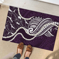 Aloha Hawaii Kalo Pikake Lei Rubber Doormat Chest Tattoo Purple Hawaiian Pattern