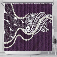Aloha Hawaii Kalo Pikake Lei Shower Curtain Chest Tattoo Purple Hawaiian Pattern