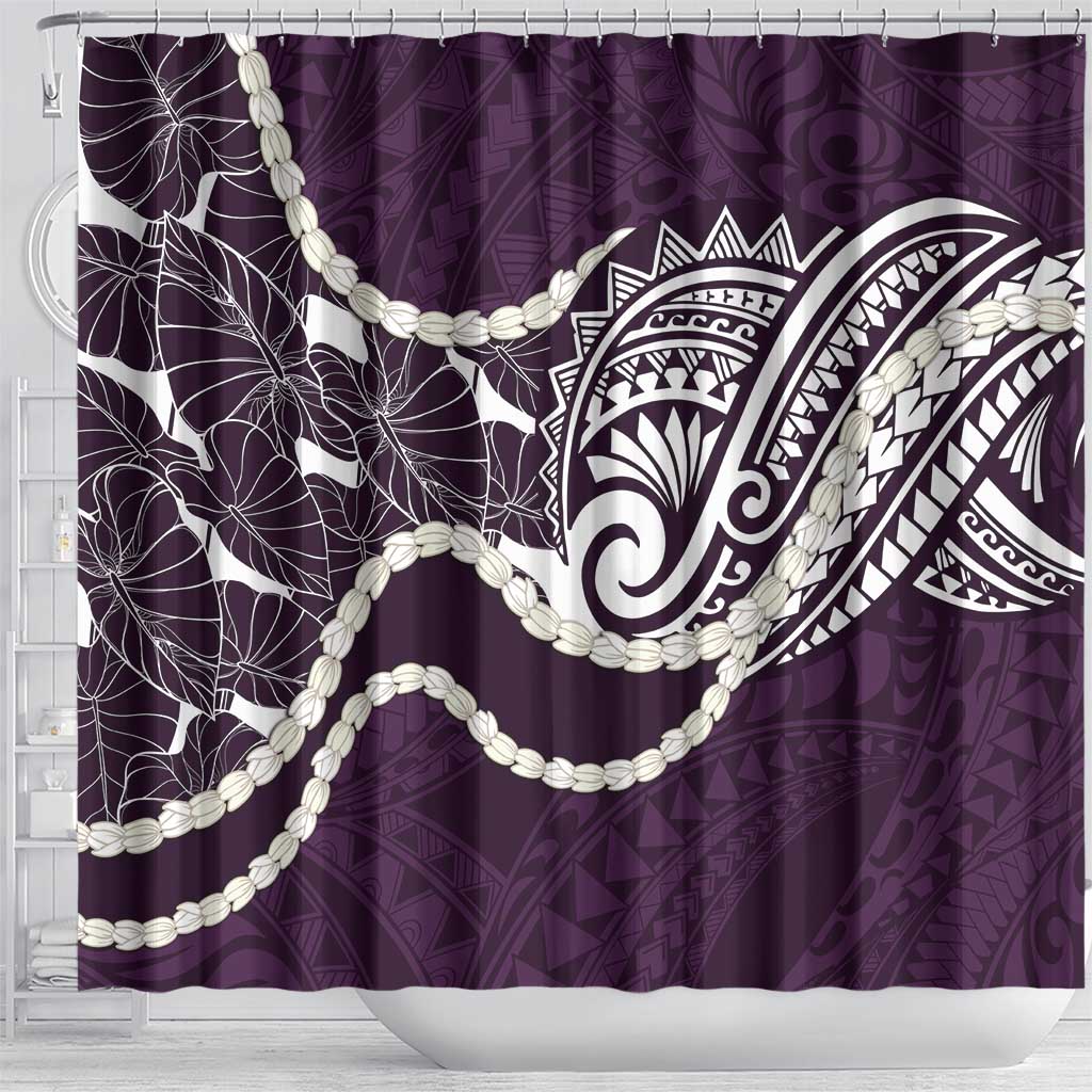 Aloha Hawaii Kalo Pikake Lei Shower Curtain Chest Tattoo Purple Hawaiian Pattern