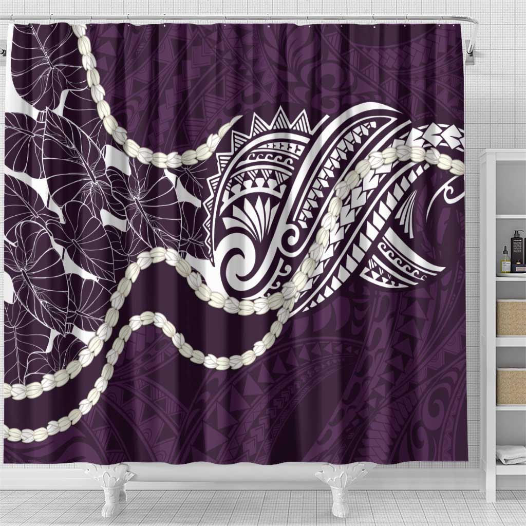 Aloha Hawaii Kalo Pikake Lei Shower Curtain Chest Tattoo Purple Hawaiian Pattern