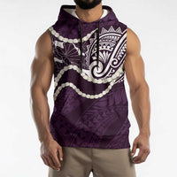 Aloha Hawaii Kalo Pikake Lei Sleeveless Hoodie Chest Tattoo Purple Hawaiian Pattern