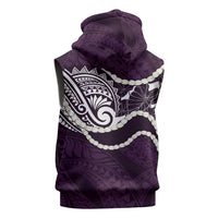 Aloha Hawaii Kalo Pikake Lei Sleeveless Zip Hoodie Chest Tattoo Purple Hawaiian Pattern