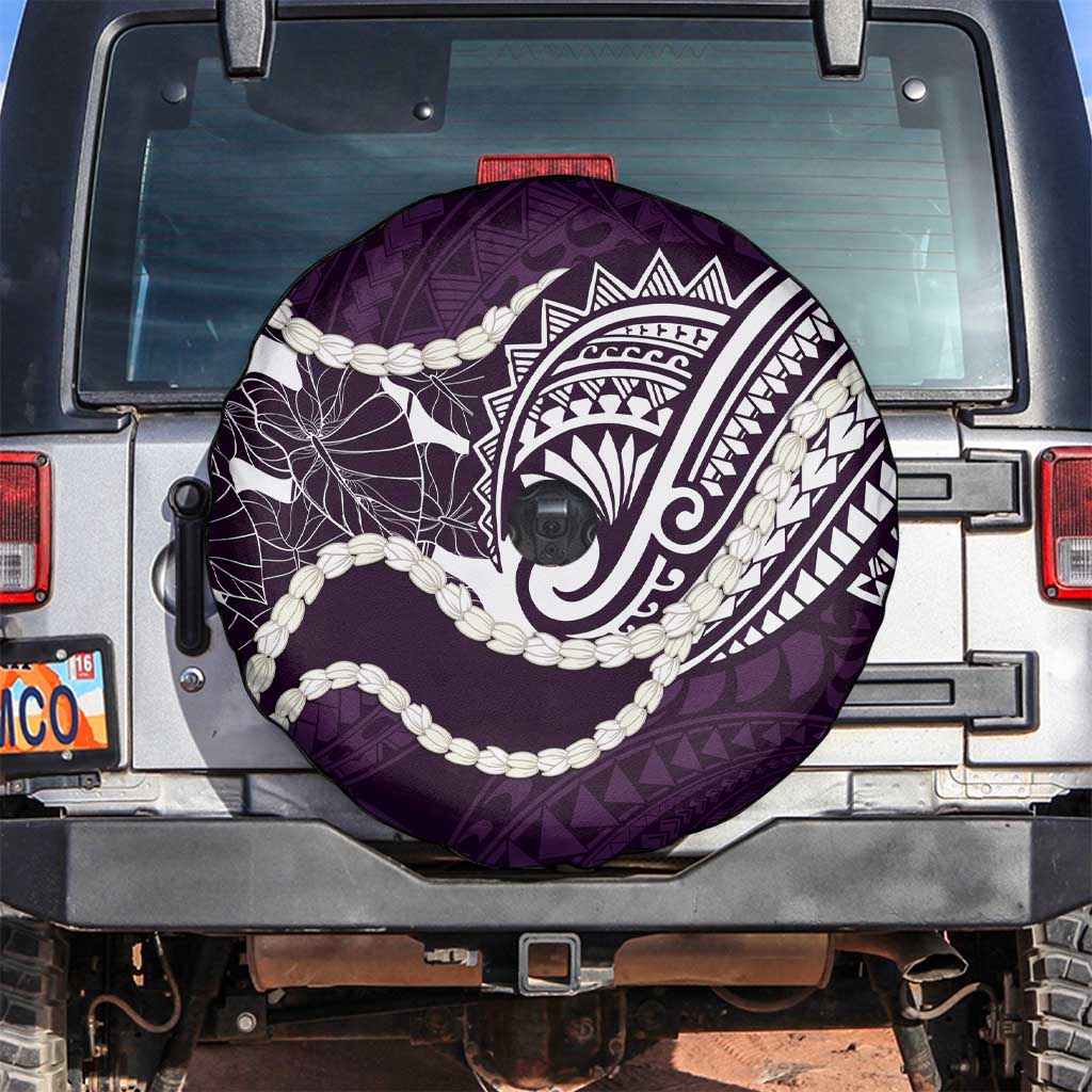 Aloha Hawaii Kalo Pikake Lei Spare Tire Cover Chest Tattoo Purple Hawaiian Pattern