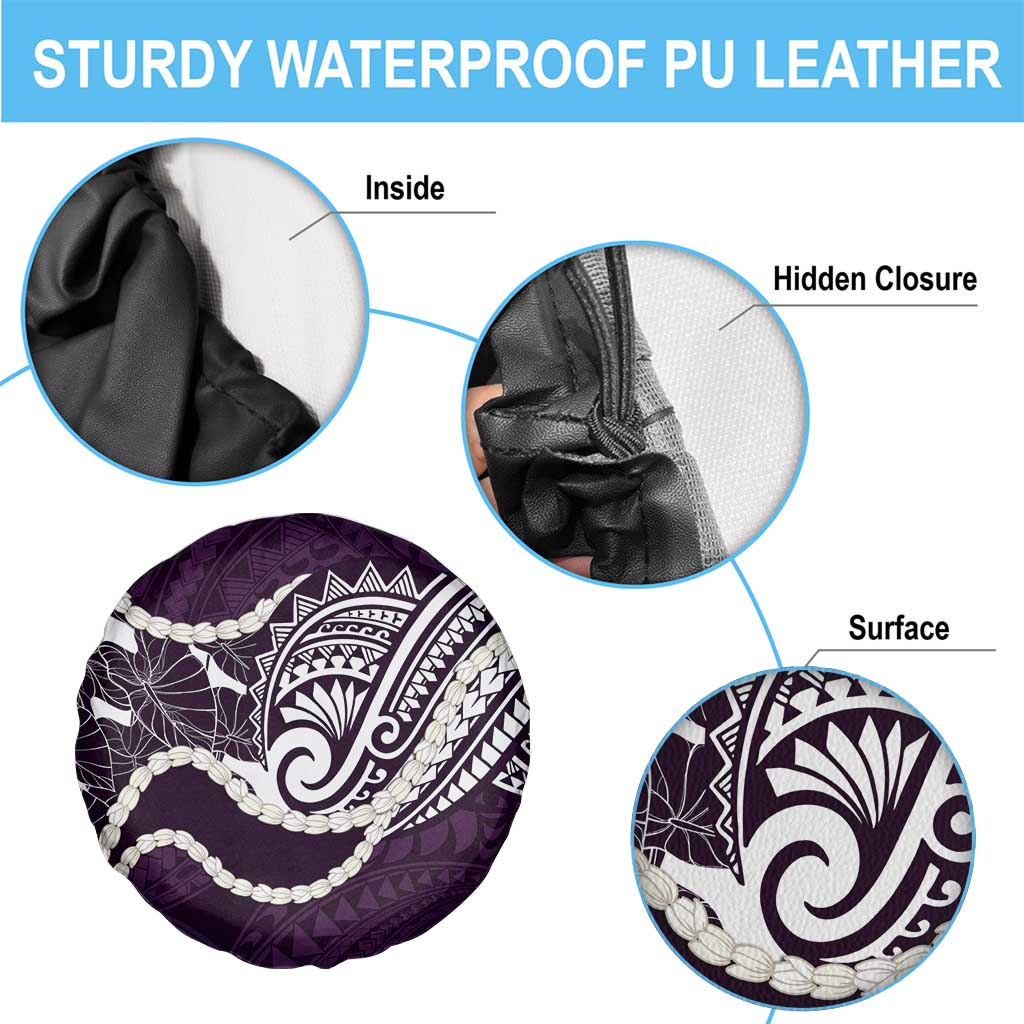 Aloha Hawaii Kalo Pikake Lei Spare Tire Cover Chest Tattoo Purple Hawaiian Pattern