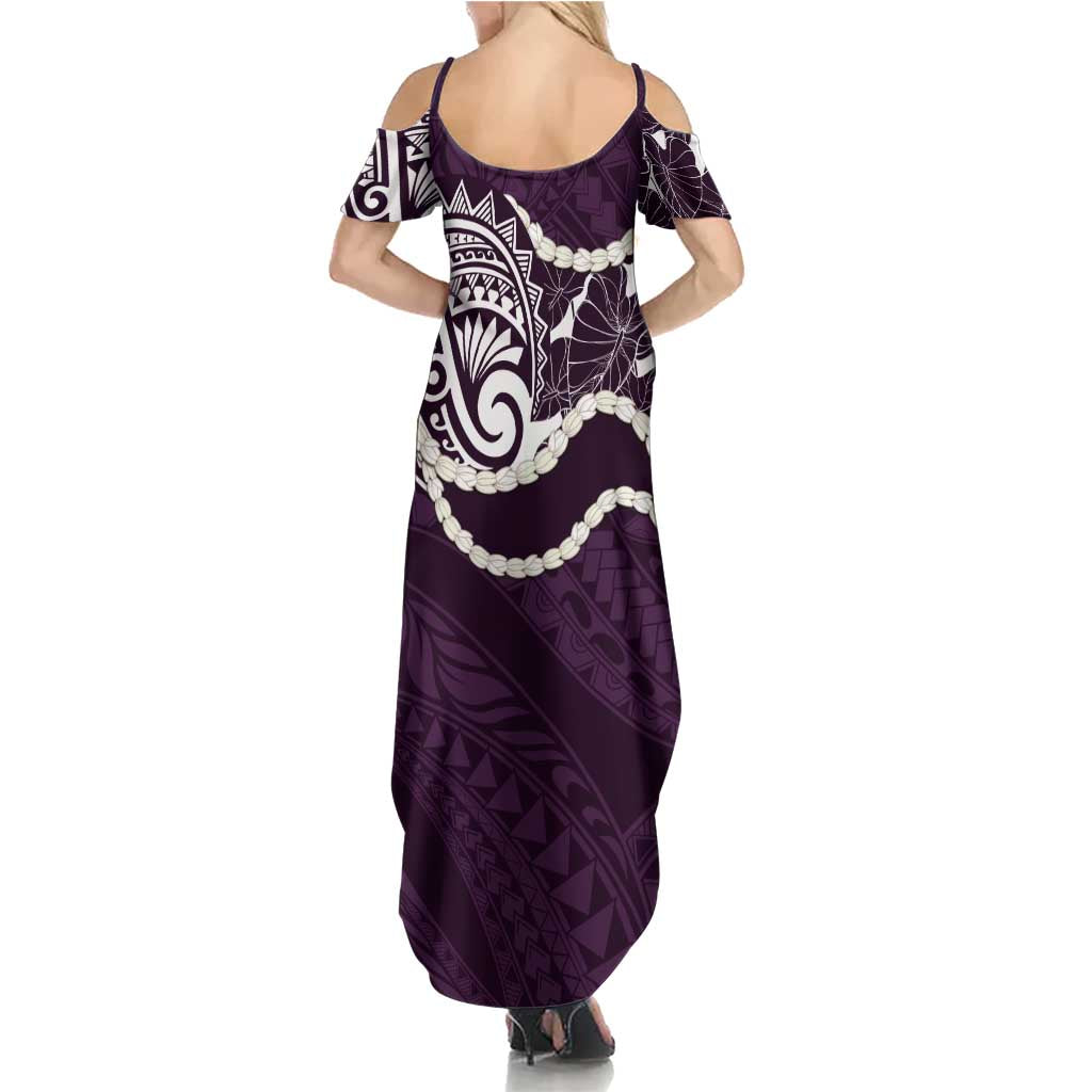 Aloha Hawaii Kalo Pikake Lei Summer Maxi Dress Chest Tattoo Purple Hawaiian Pattern